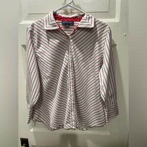 Jones New York Red and White Striped Blouse, Plus, Size 1X